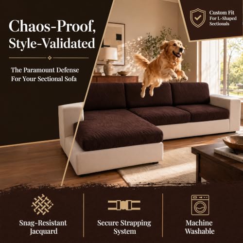 UWWGKK Stretch Couch Cover for Sectional Sofa - Multiple Patterns & Colors,Sofa Cover Design for L-Shaped Couches,Coffee SBW Chaise Cover(1 Pcs) — view 6