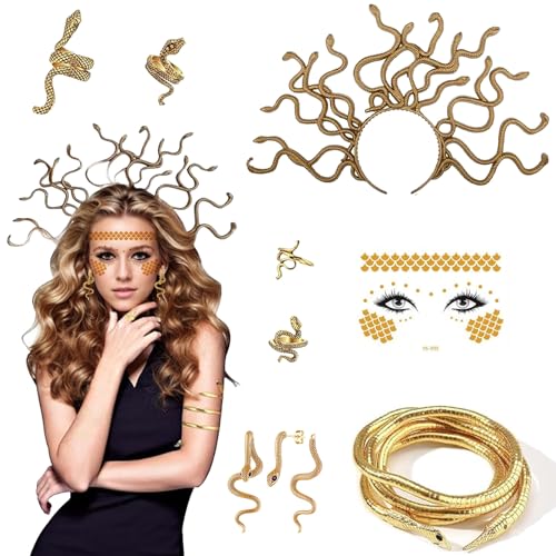 MINGJAY Schlange Stirnband,Medusa Kostüm,Medusa Kopfstück,Schlangen Haarreif,Medusas Schlangens Stirnband,Schlangen Kopfschmuck,für Karneval Halloween Cosplay Kostüme Accessoires