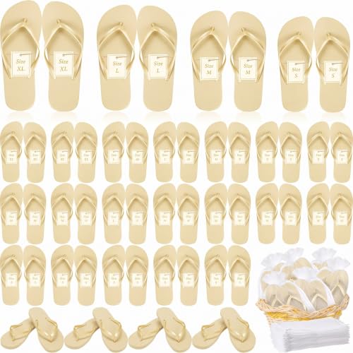 Image of Unittype Flip Flops Bulk for Wedding Guest Slippers Wedding Flip Flops with Cards Bags for Pool Beach Party