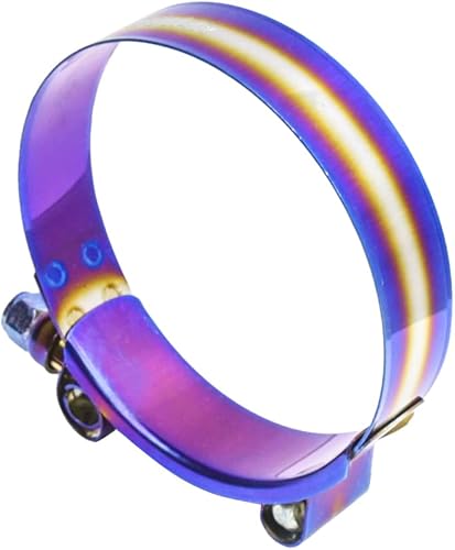 Miniatura 64 de Kyostar Abrazadera de manguera con perno en T de 2.5 pulgadas, ajustable, acero inoxidable, color azul titanio, diámetro de abrazadera para 2.5