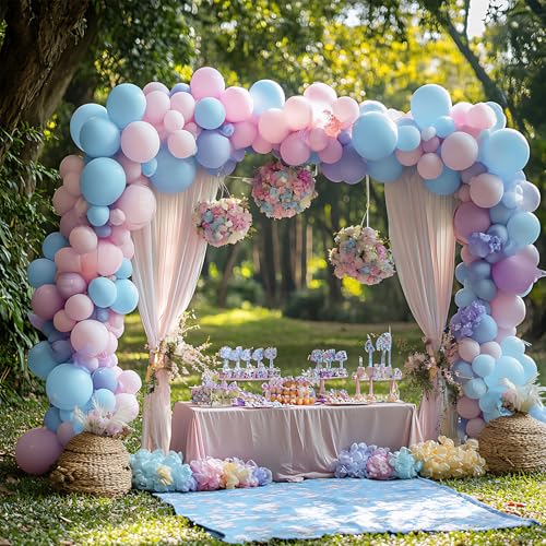 Image of RUBFAC 135pcs Light Baby Blue Balloons Different Sizes 18 12 10 5 Inch for Garland Arch, Latex Pastel Blue Balloon for Baby Shower Gender Reveal Birthday Party Wedding Decorations
