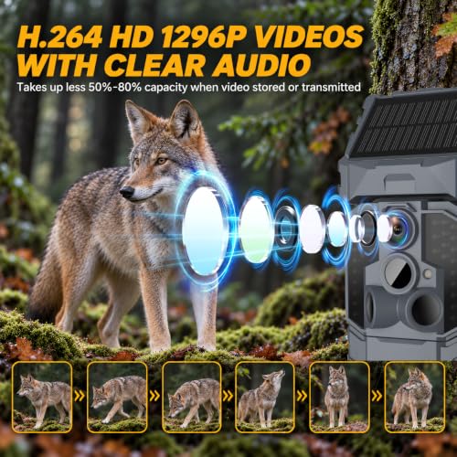 WOSPORTS WiFi Trail Camera 48MP Solar Game Camera with 7800mAh Built-in Battery, 0.1s Trigger IP66 Waterproof Wildlife Cameras with 8 AA Batteries & 64GB SD Card - image 2