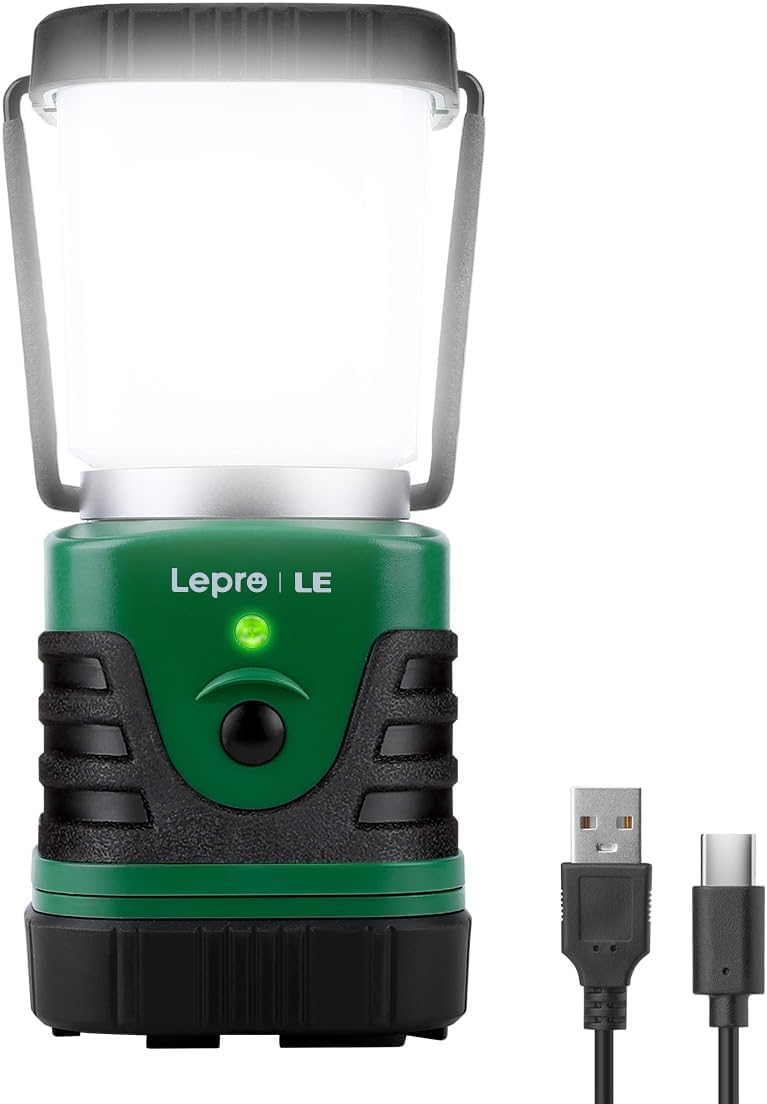 Lepro Lampada LED da Campeggio Ricaricabile, Lanterna da Campeggio Portatile Impermeabile, 4 Modalità Dimmerabili, LED Luce Esterna per Campeggio, Escursionismo, Pesca, Emergenza, Tenda