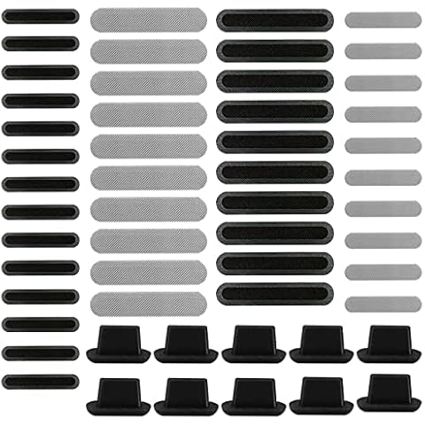 44 Pegatinas Adhesivas de Malla Antipolvo con 10 Tapones de Silicona Antipolvo para iPhone Cover