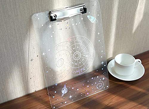 Toshine Plastic Clipboard Acrylic Clipboard Transparent Cute Clipboard Board Clips File Folder with Metal Clips Letter Size Clipboard Office Clipboard Decorative Clipboard (Clear)