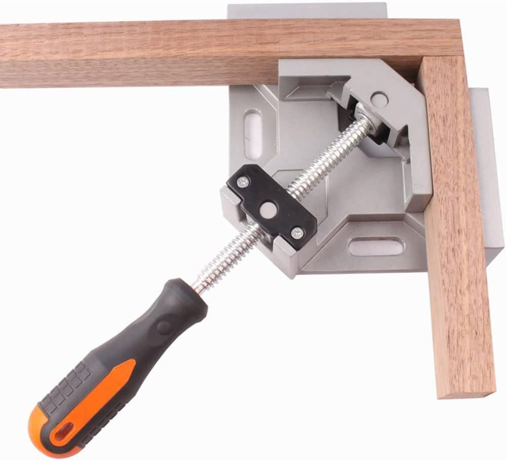WotendyRight Angle Clamp, Single Handle 90° Aluminum Alloy Corner Clamp, Right Angle Clip Clamp Tool Woodworking Photo Frame Vise Holder with Adjustable Swing Jaw