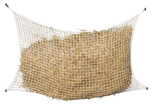 Kerbl Red de heno para alimentación Las 24 Horas, Bolsa de heno, Red de alimentación, Blanca, Aprox. 16 kg, 160x100 cm, tamaño de Malla 3x3 cm, Caballos, Duradera, Resistente al desgarro