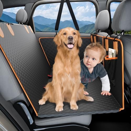 Dog Back Seat Cover, 500lbs Back Seat Extender for Pets, 100% Waterproof Hard Bottom Dog Hammock, 2025 Updated Material Scratch Proof and Nonslip Backseat Dogs Protector for SUV Car Trucks For SUV/ Car/ Trucks