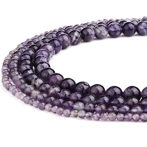 RUBYCA Wholesale Natural Amethyst Gemstone Round Loose Beads for DIY Jewelry Making 1 Strand - 8mm