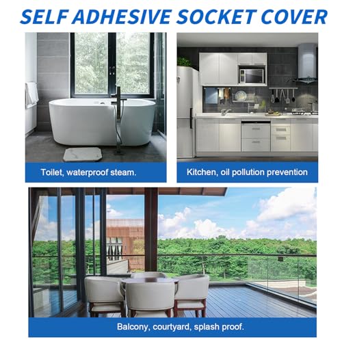 Schalter Abdeckung Steckdosenabdeckung, 2 Stück Steckdose Abdeckung Typ 86 Flip Outlet Box Hauchdünn Selbstklebend Wasserdicht Steckdosenschutz Abdeckungen für Badezimmer Zuhause, Transparente