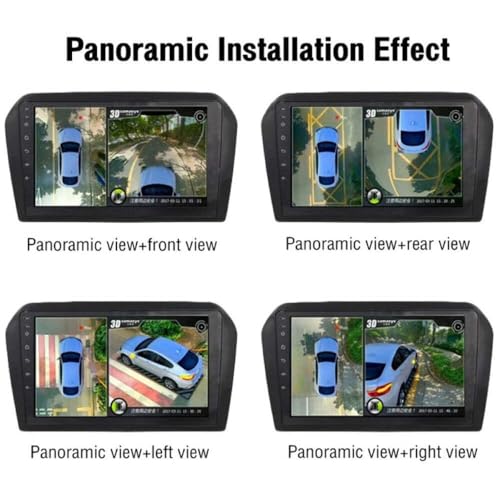 Image of Universal 360 Car Camera System with Front, Rear, Left & Right View Cameras, Night Vision, Waterproof HD Wide-Angle Lenses & Complete Wiring Kit for Parking Safety