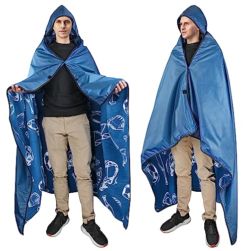 Catalonia Waterproof Stadium Blanket Windproof Wearable Poncho for Football Sideline & Sports Events for Fans Portable Durable Outdoor Blanket for Camping & Tailgating