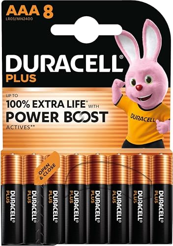 8X Pilas Duracell AAA Plus Power Boost, hasta un 100% más de duración (1 blíster de 8 Pilas) 8 Pilas AAA (LR03/MN2400)