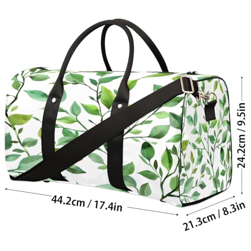 Eucalyptus Leaf Sage Green Spring Travel Duffle Bag, Sports Gym Bags for Women Men, Carry On Weekender Overnight Workout Airplane Trips Bag4
