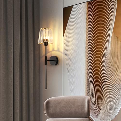 Moderno Apliques de Pared Cristal con pantalla decorativa acabado negro mate