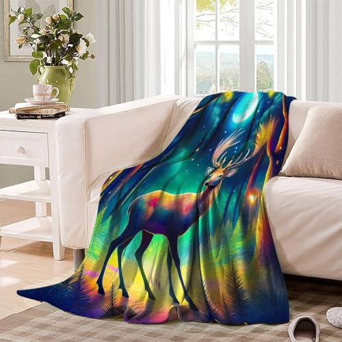 Couverture lit cerf 3D microfibre douce chaude jeté de canapé