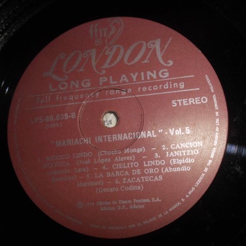 Mariachi Internacional Vol. 5 Sello: London Records 1895 Formato: Vinyl, LP, Compilation, Stereo Fec