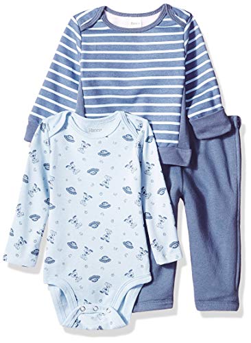 Hanes Ultimate Baby Zippin Fleece Pant with Long Sleeve Bodysuit and Sweatshirt, Blue Space, 12-18 Months