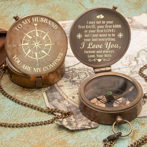 Brújula personalizable grabada para esposo, regalo sentimental miniatura 3