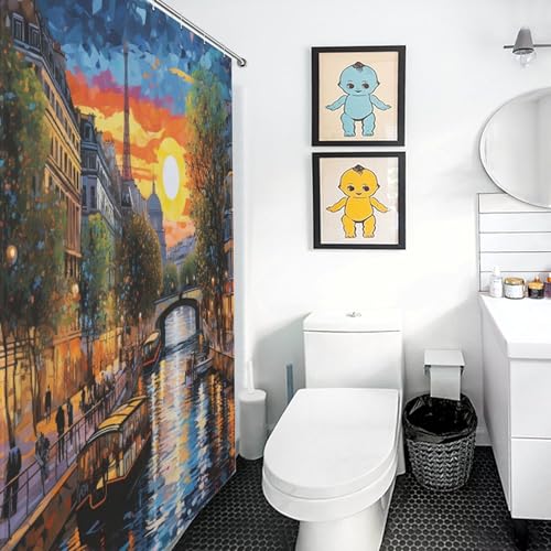 Rideau de douche en tissu polyester architecture urbaine chic