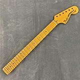 Big Head Full Scalloped Maple Electric Guitar Neck Replacement 22 Frets Maple Fingerboard Yellow Glossy