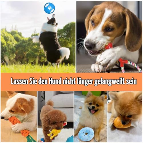 TOPSEAS Welpenspielzeug und Hundespielzeug Set 15 Stück, Natürliche Baumwolle, ungiftig, geruchlos, interaktiv, robust, Zahnreinigung