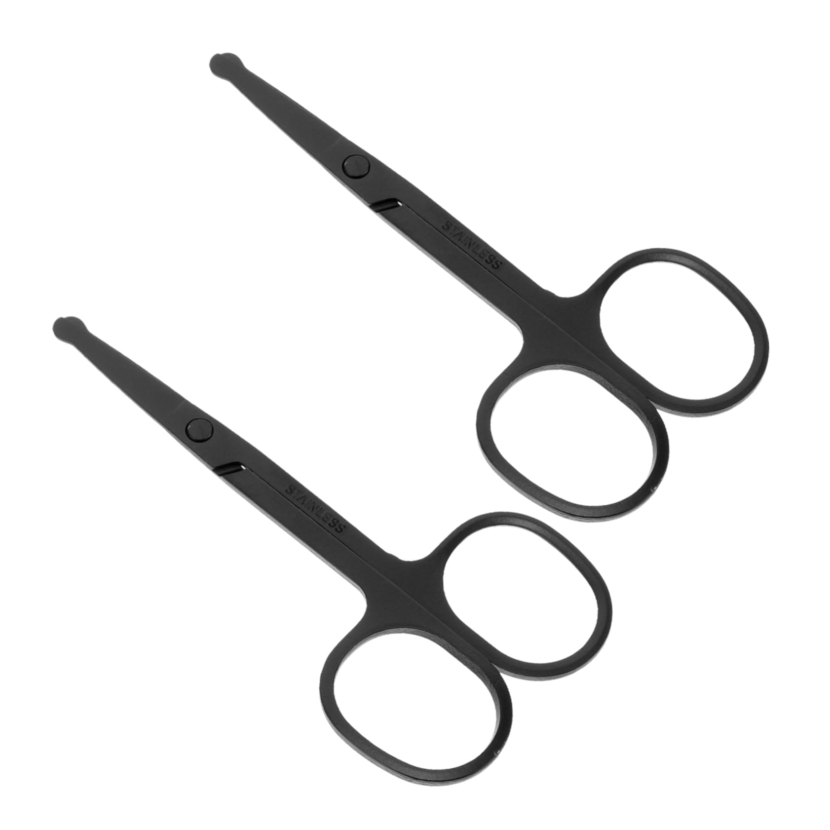 HONMEET 2pcs Stainless Steel Eyebrow Scissors for Women Men Nose Hair Trimming Scissors Rounded Head Hair Grooming