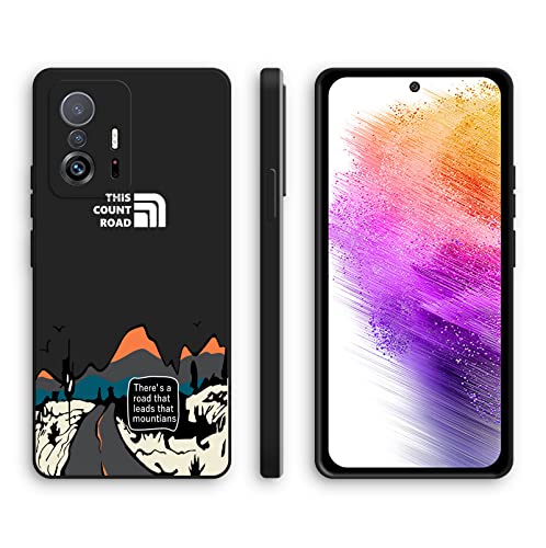 XINYEXIN Coque pour Xiaomi 11T / Xiaomi 11T Pro, Coque Silicone Souple avec Motif Mignon, Étui Antichoc à Bord Droit - Highway, Black