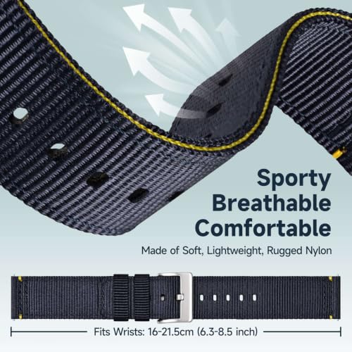 Image of WOCCI Nylon Watch Bands, Contrast Woven Design, Quick Release, Stainless Steel Buckle, Band Width 20mm 22mm 24mm 26mm