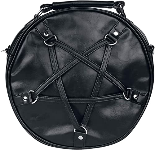 Lost Queen Pentagram Handbag Round - Gothic Crossbody Purse - Black Faux Leather Bag2