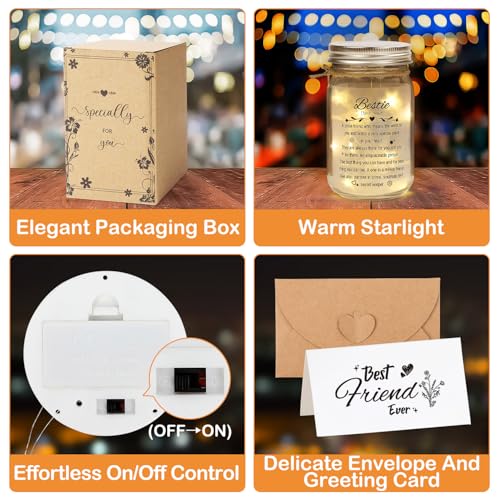 Image of Bestie Gifts for Women Friendship, Mason Jar Night Light,Gifts for Friends Female,Best Gifts Friend Gifts for Women Birthday,BFF Soul Sister Work Bestie Gifts for Thankgiving Gifts