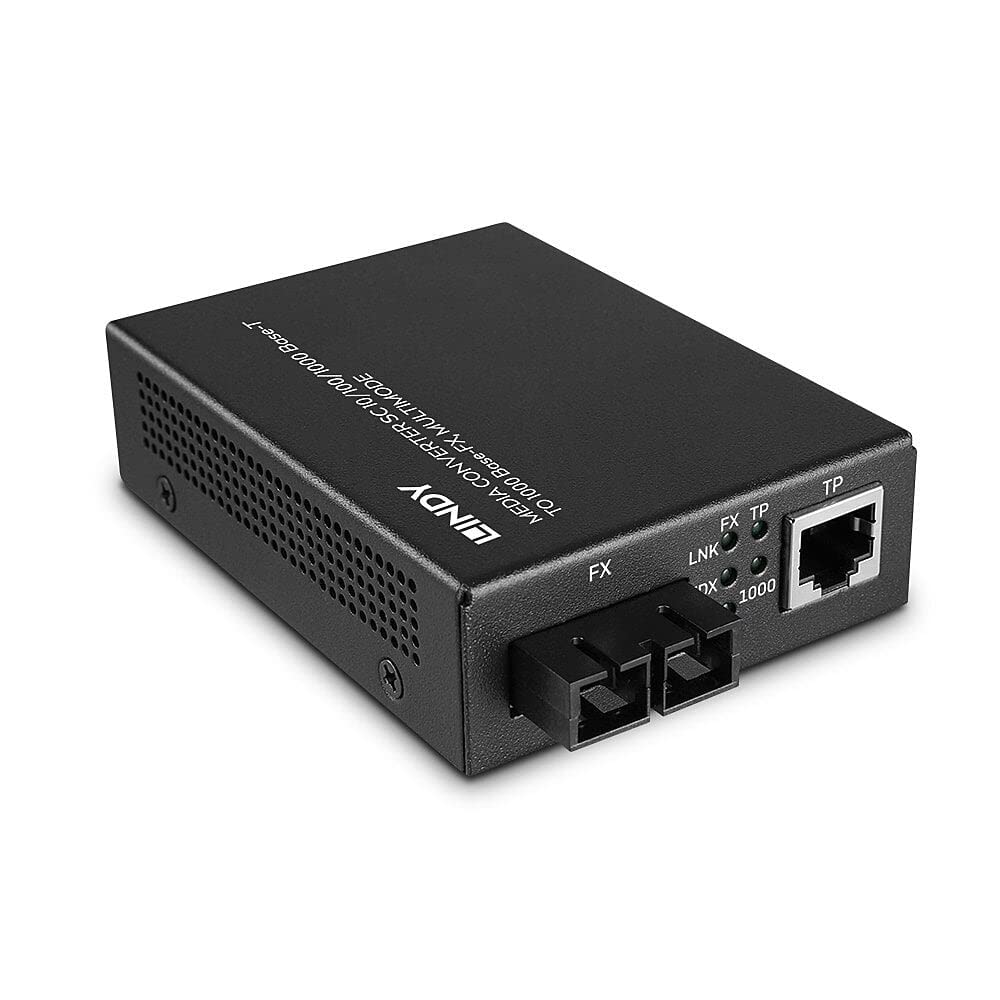 LINDY 25119 Convertisseur de médias SC 10/​100/​1000 Base-​T vers 1000 Base-​FX, Multimode