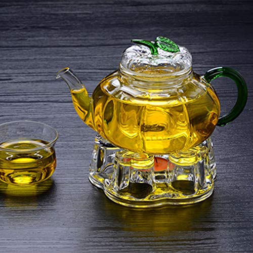 Image of Teapot Warmer Crystal Glass Heart Shape Heating Base Tea Set Accessories