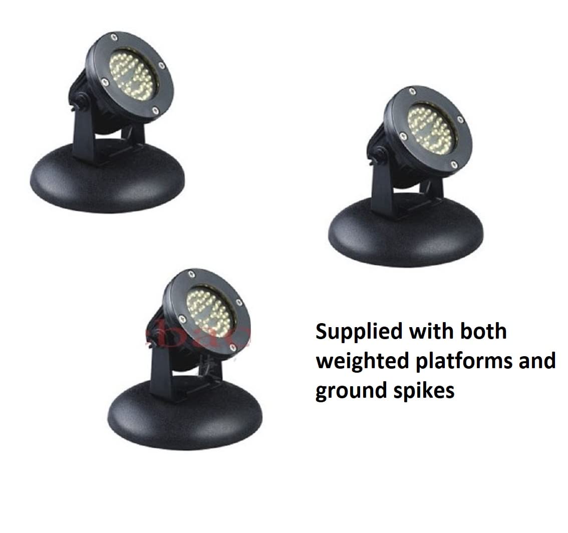 Jebao - Set di 3 luci LED per laghetto e patio da giardino, 12 V, LED x 36