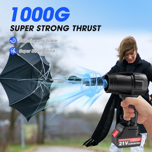 Image of Leaf Blower Cordless with Battery and Charger, Powerful Handheld Air Blower with 2 X 4000mAh Batteries, Turbo Jet Blowers for Lawn Care, Patio Cleaning, Car Drying, Leaves, Dust, Snow