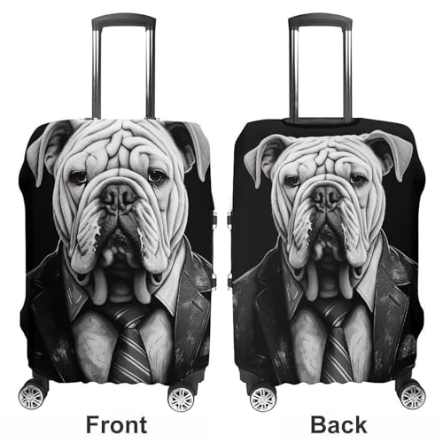 Travel Luggage Cover Elastic Suitcase Protector Anti-Scratch Washable Dog in Suit Luggage Sleeve Tsa Approved Carry on Covers Baggage Cover Fits 18-32 Inch Luggages3