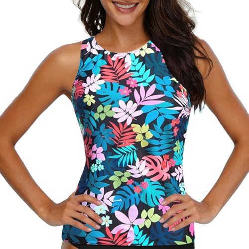 Haut de tankini à col montant débardeur de maillot de bain confortable et chic