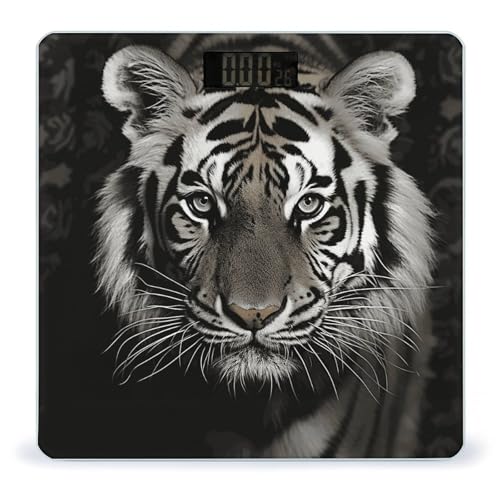 Báscula Digital de Baño Tigre Blanco y Negro LCD miniatura 1