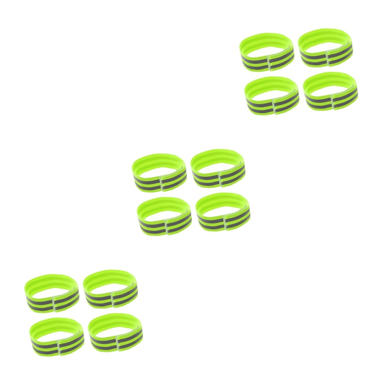 VANZACK 3sets Fluorescent Green Reflective Armlet Luminous Armband for Running Cycling and Night Fitness Activities Elastic Cord Reflective Stripe Material for Safety 4pcs*3