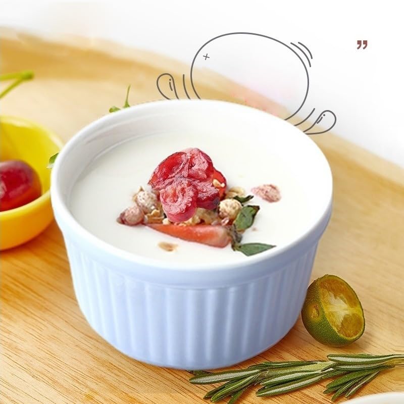 Juego de 6 tazas de porcelana for horno, for soufflé, for repostería y for helado, 240 ml(Yellow)
