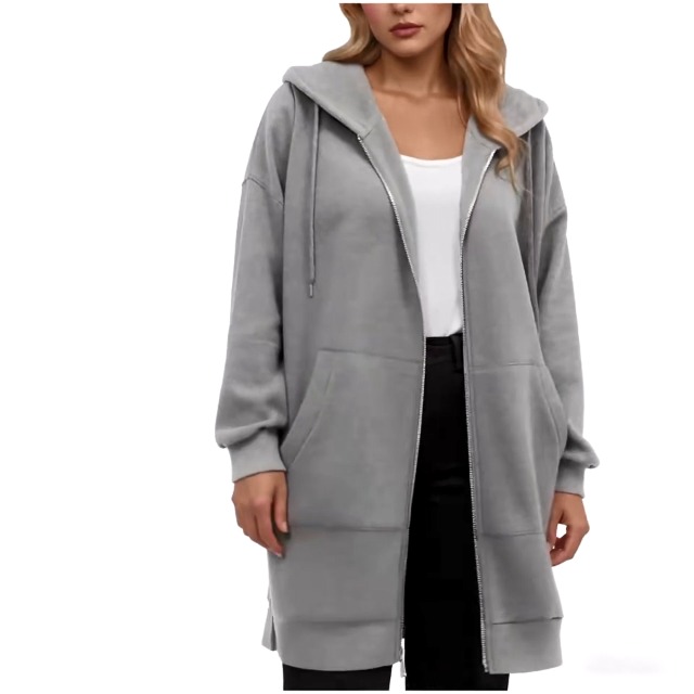 Ecqkame Zip Up Hoodies For Women Clearance Fashion Woman Long Sleeve Zipper Open Front Loose Outerwear Printing Blouse Coat Tops Pockets Hooded Blouse Green