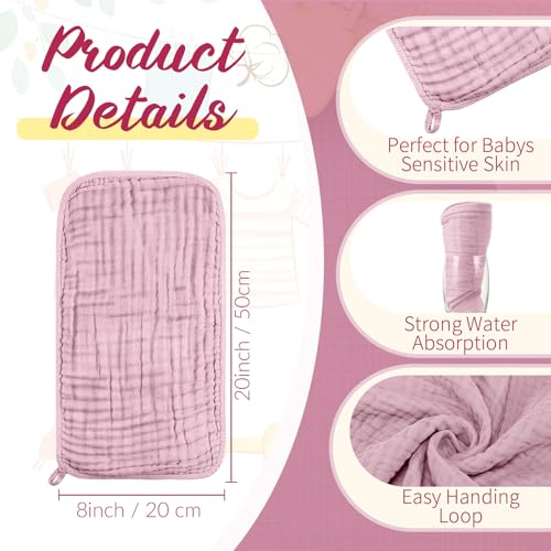 Image of VitalCozy 6 Pcs Baby Muslin Hooded Bath Towels and Washcloths, Muslin Hooded Baby Towels Absorbent Blankets for Gift Newborn Infant Shower (Mauve,Peach Pink)