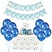 23pcs Primera Comunión Decoración Pancarta Banner, Globos Azules, Topper Tarta para Decoración Fiesta de Comunión