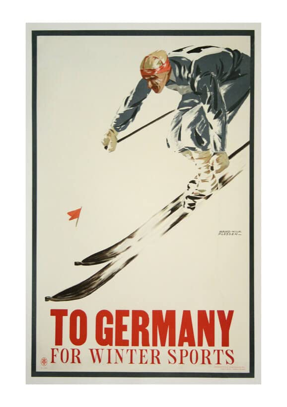 Poster To Germany For Winter Sports : affiche encadrée vintage Allemagne taille M