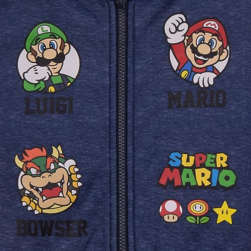 Nintendo Super Mario Graphic Boys Hooded Fleece Varsity Jacket for Kids and Toddlers3