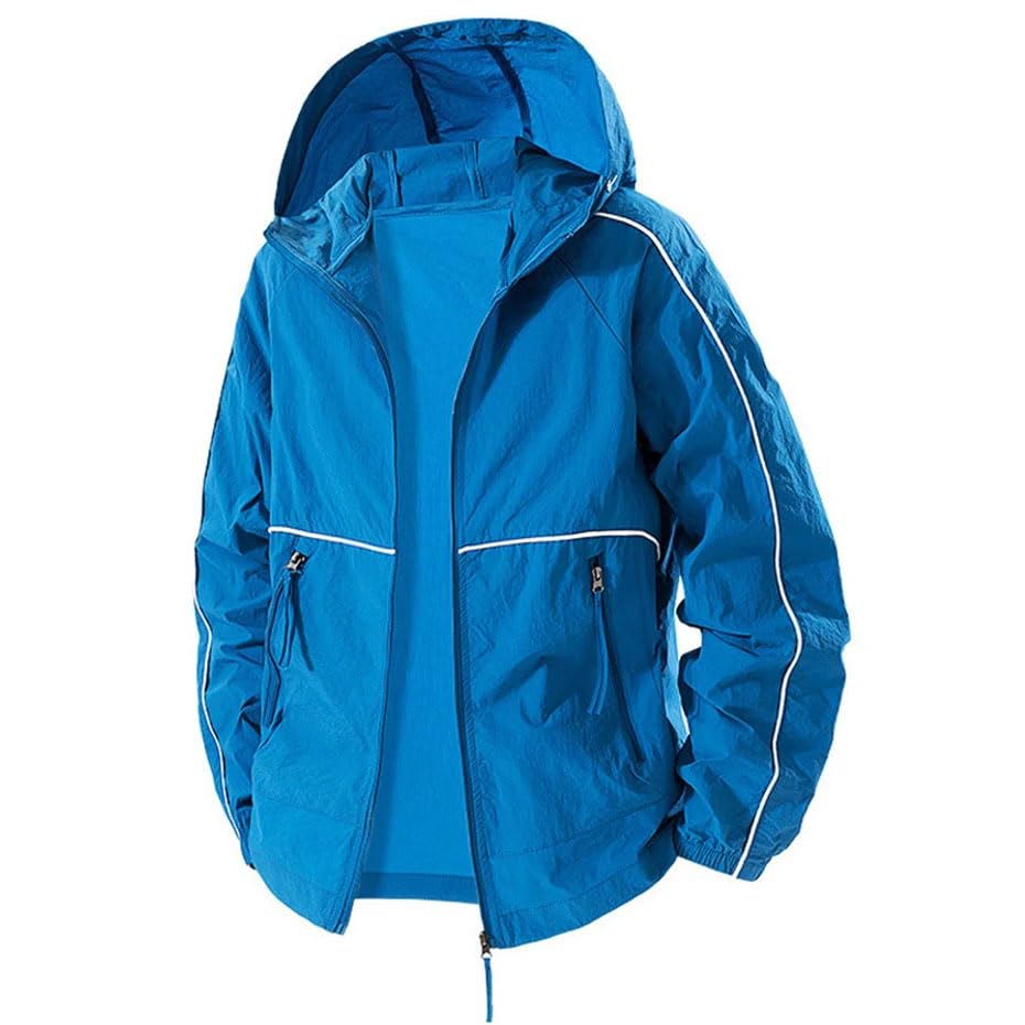 Men's Plus Size Lightweight Trenchcoats Summer Hooded Jacket Thin Breathable Outerwear4