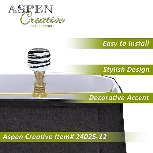 Image of Aspen Creative 24025-12 24025-22, Clear with Black Line Glass Lamp Copper, 2 inch Tall, 2 Pack Finial, Clear & Black