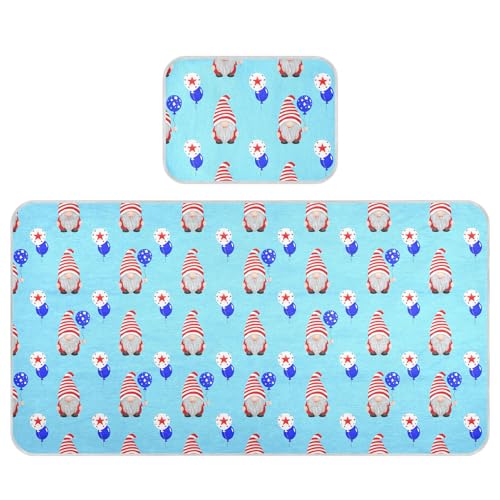 Takiito Gnomes in Independence Day Baby Cooling Mattress Pad, Soft & Breathable Cooling Mat Keep Baby Cool in Summer 28x52 in, Nursery Essential