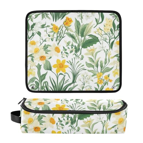 Bolsa de viaje para herramientas de cabello con tapete para plancha y rizador, diseño flores de verano miniatura 3