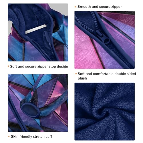 Abstract Geometric Triangles Toddler Fleece Jacket Girl Boys Hooded Fleece Jacket Coat Warm Outwear Zip-up 3-10T3